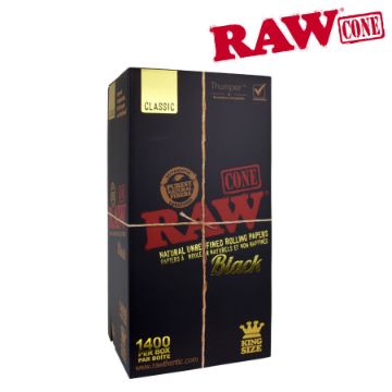 RAW BLACK PRE-ROLLED CONES KING SIZE – BOX/1400