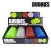 Picture of BUDDIES PLASTIC 2.25" GRINDERS w/DIAMOND TEETH &amp; MAG, BOX/16, INCL: CLEAR, BLUE, GREEN &amp; RED